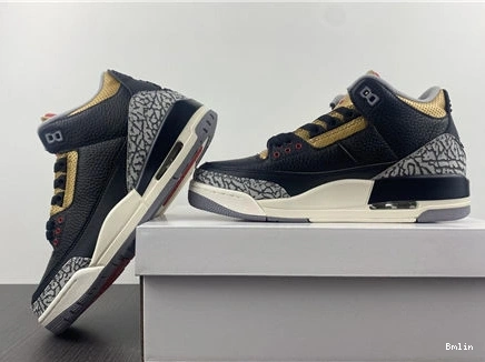 Bmlin Shoes Jordan CK9246- Retro 3 Black Gold 3832 Cement SoftTouch 1014